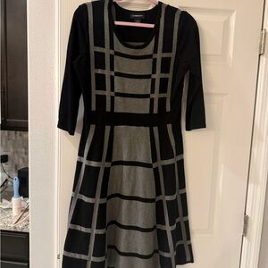 Liz Claiborne Black and Gray Long Sleeve Dress